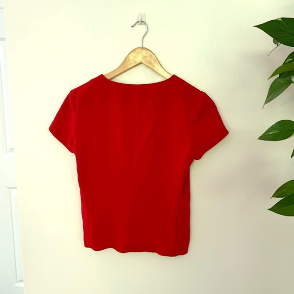 Red Short Sleeve Blouse - Picture 6 of 7